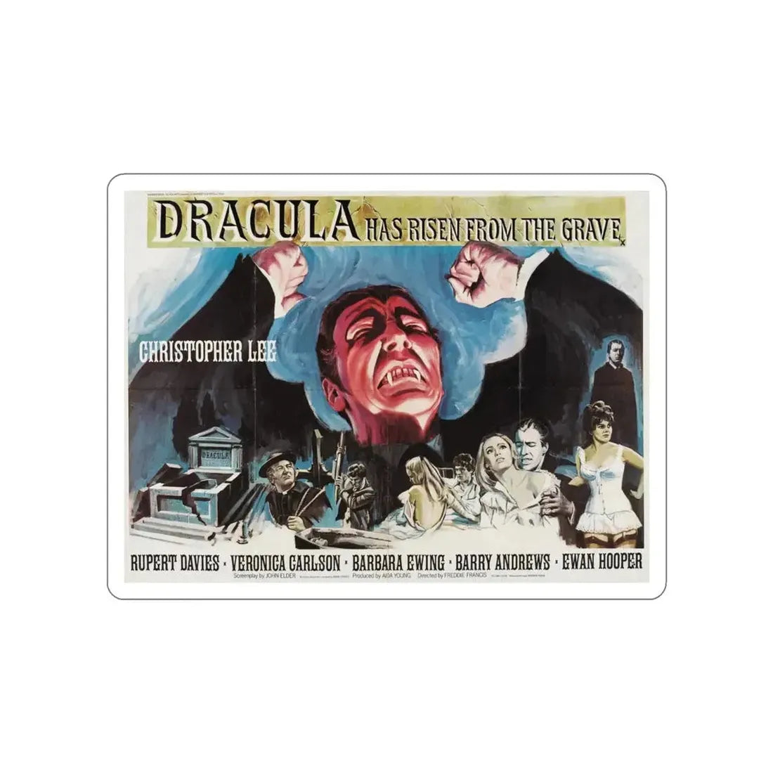 DRACULA HAS RISEN FROM THE GRAVE 1968 Movie Poster STICKER Vinyl Die-Cut Decal - The Sticker Space