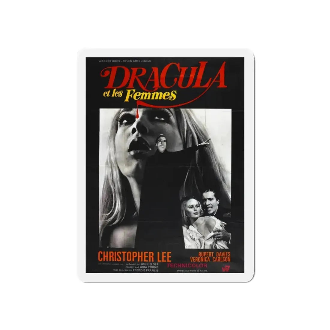 DRACULA HAS RISEN FROM THE GRAVE (FRENCH) 1968 Movie Poster - Refrigerator Magnet 5 Inch - The Sticker Space