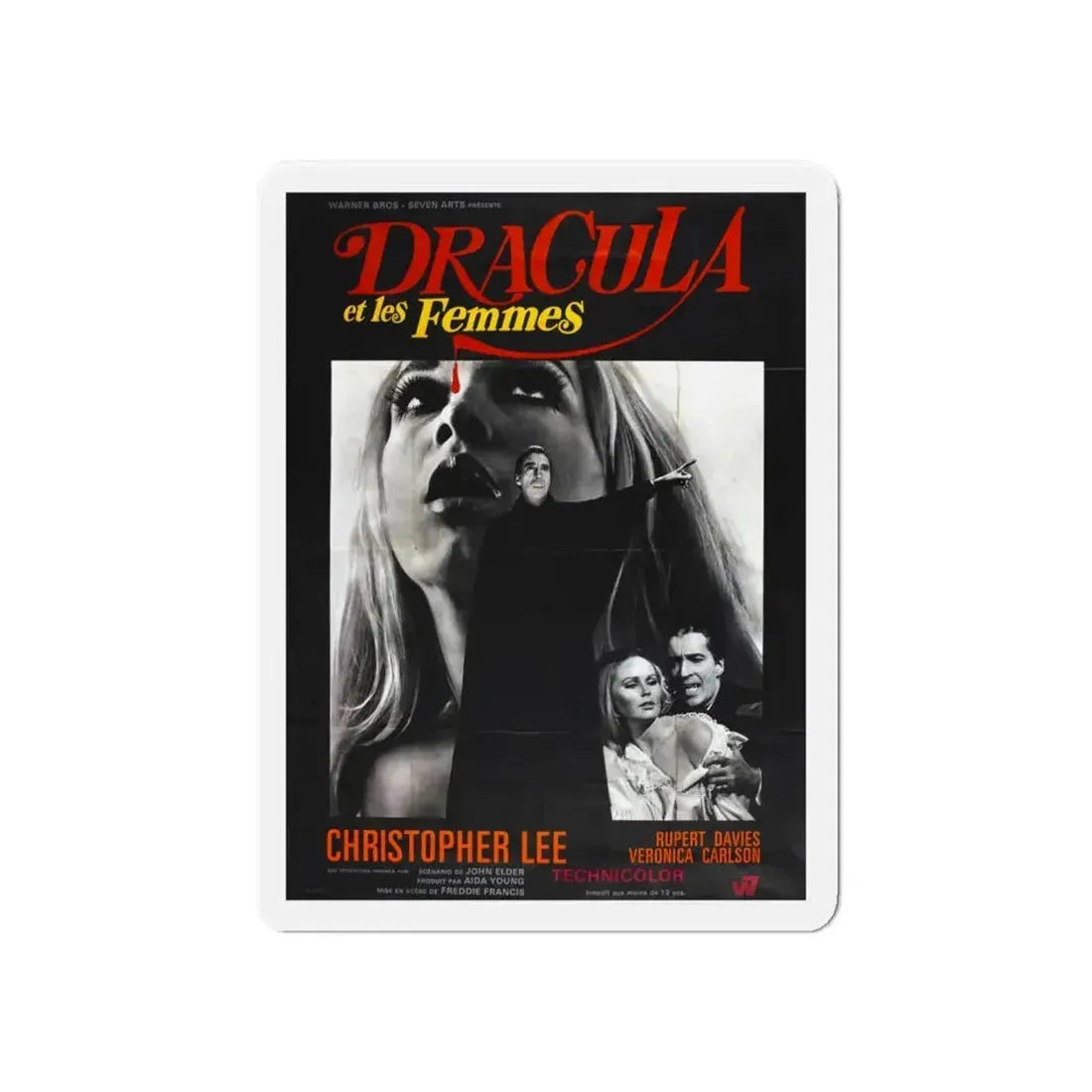 DRACULA HAS RISEN FROM THE GRAVE (FRENCH) 1968 Movie Poster - Refrigerator Magnet 6 Inch - The Sticker Space