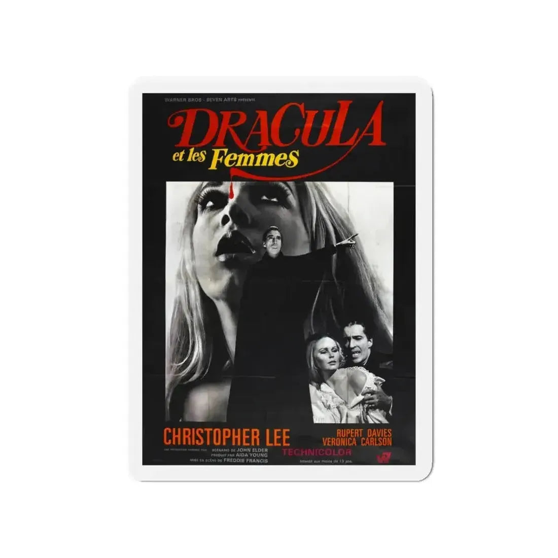 DRACULA HAS RISEN FROM THE GRAVE (FRENCH) 1968 Movie Poster - Refrigerator Magnet - The Sticker Space