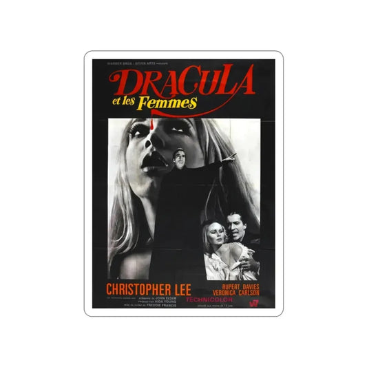 DRACULA HAS RISEN FROM THE GRAVE (FRENCH) 1968 Movie Poster STICKER Vinyl Die-Cut Decal 2 Inch - The Sticker Space