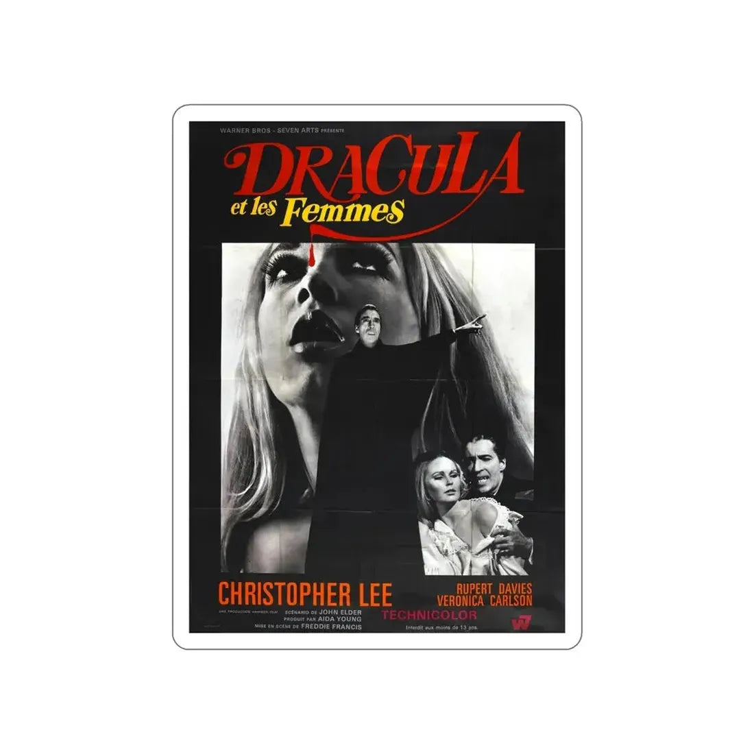 DRACULA HAS RISEN FROM THE GRAVE (FRENCH) 1968 Movie Poster STICKER Vinyl Die-Cut Decal - The Sticker Space