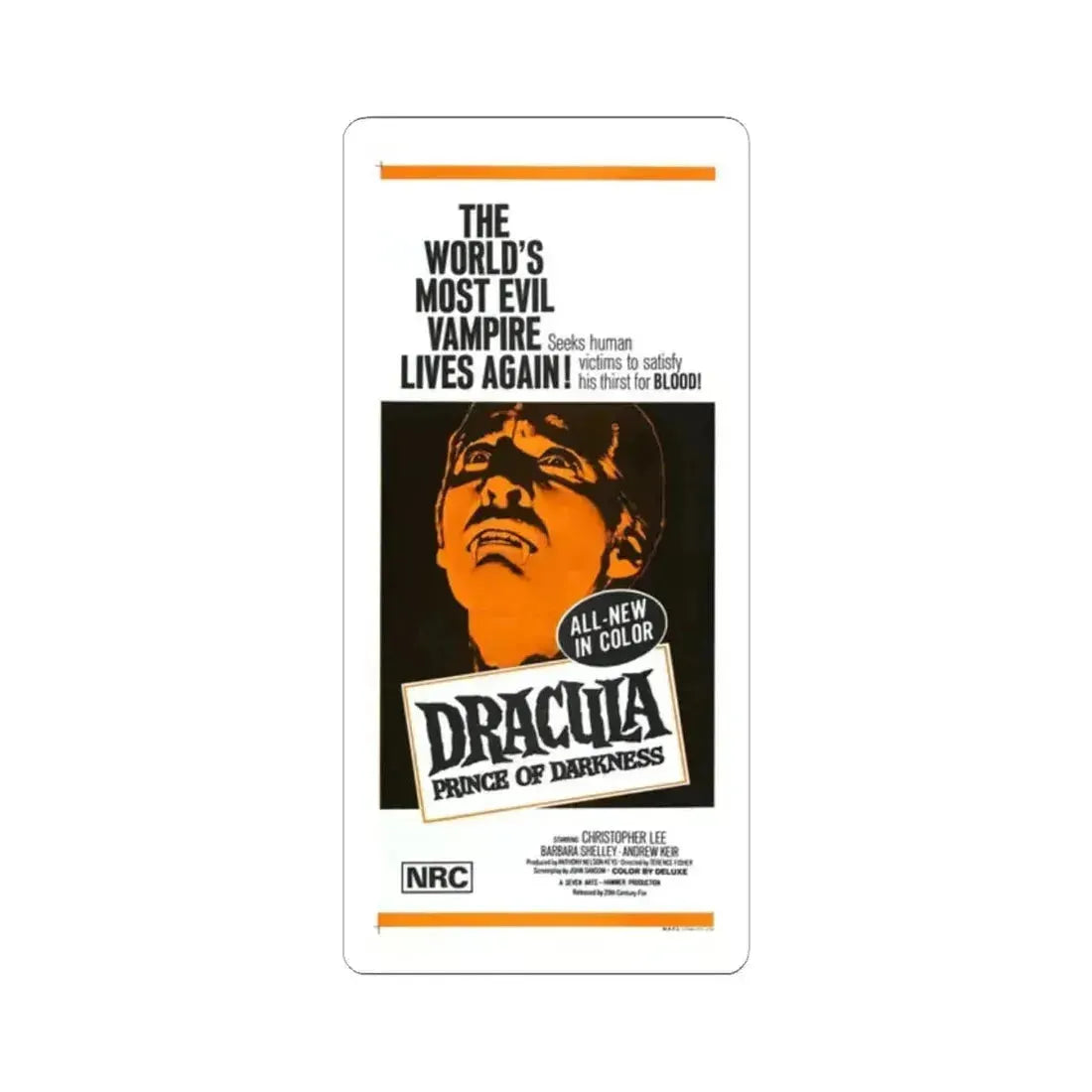 DRACULA PRINCE OF DARKNESS 1966 Movie Poster - STICKER Vinyl Kiss-Cut Decal 2 Inch White - The Sticker Space