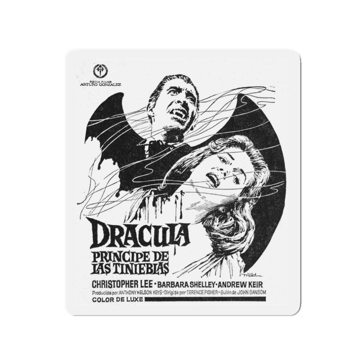 DRACULA PRINCE OF DARKNESS (SPANISH) 2 1966 Movie Poster - Die-Cut Magnet-3" x 3"-The Sticker Space