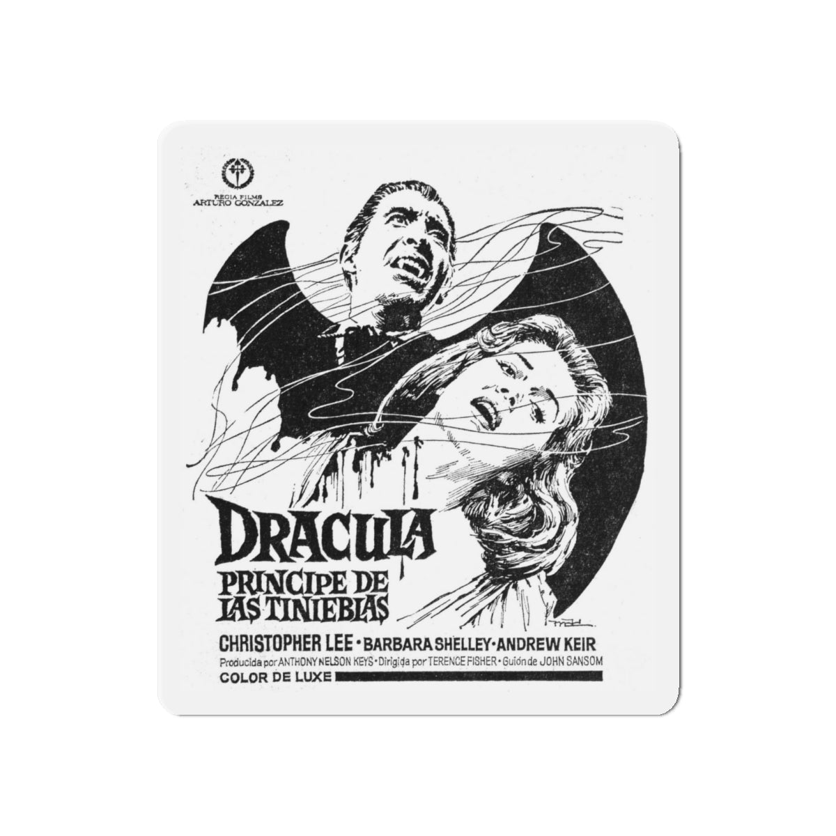 DRACULA PRINCE OF DARKNESS (SPANISH) 2 1966 Movie Poster - Die-Cut Magnet-5" x 5"-The Sticker Space