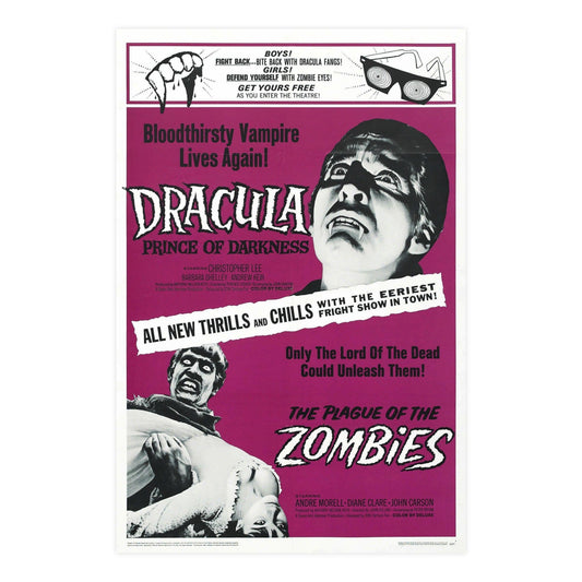 DRACULA PRINCE OF DARKNESS + THE PLAGUE OF THE ZOMBIES 1966 - Paper Movie Poster-24″ x 36″ (Vertical)-The Sticker Space