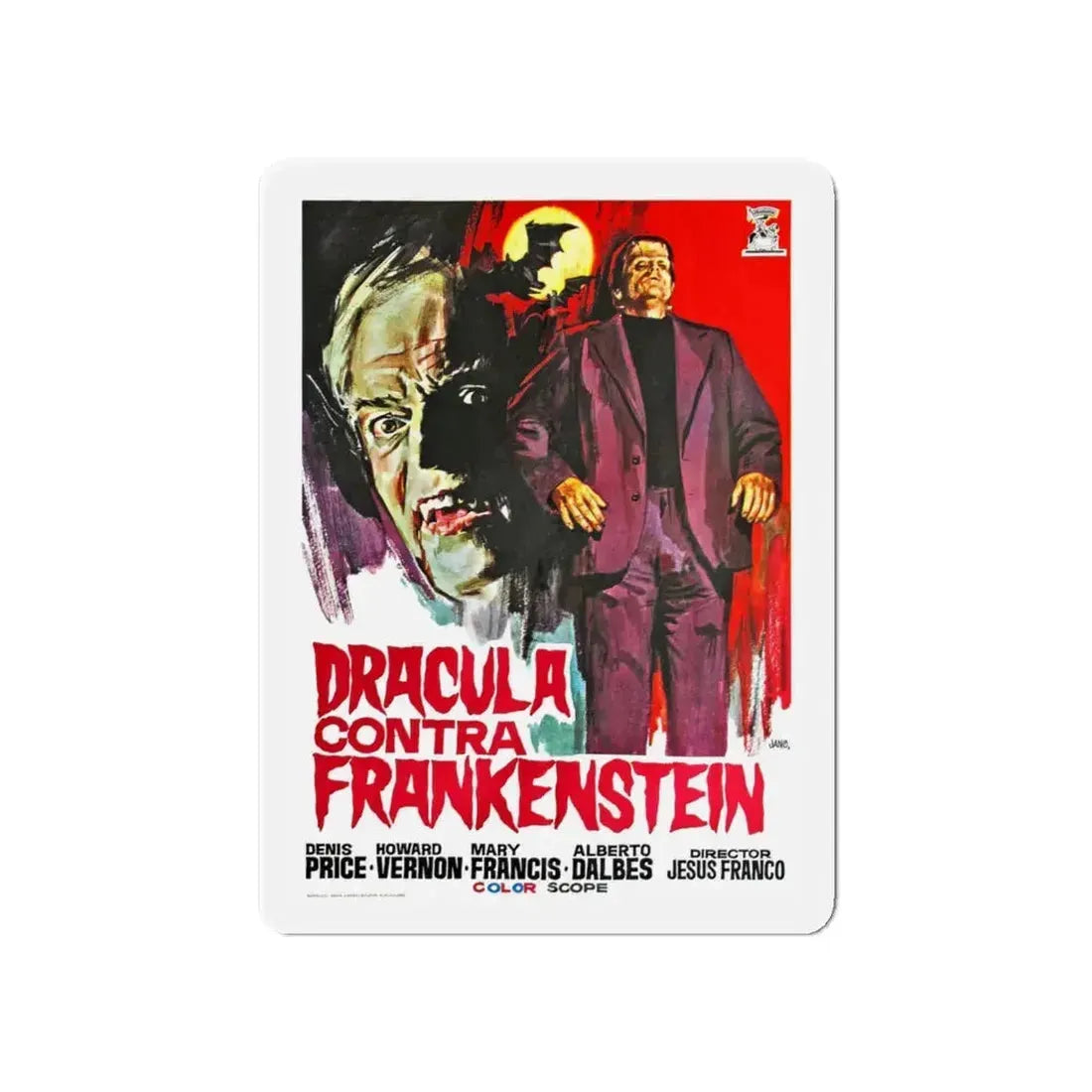 DRACULA, PRISONER OF FRANKENSTEIN 1972 Movie Poster - Refrigerator Magnet 5 Inch - The Sticker Space