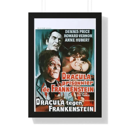 DRACULA, PRISONER OF FRANKENSTEIN (BELGIAN) 1972 - Framed Movie Poster 16″ x 24″ Black - The Sticker Space