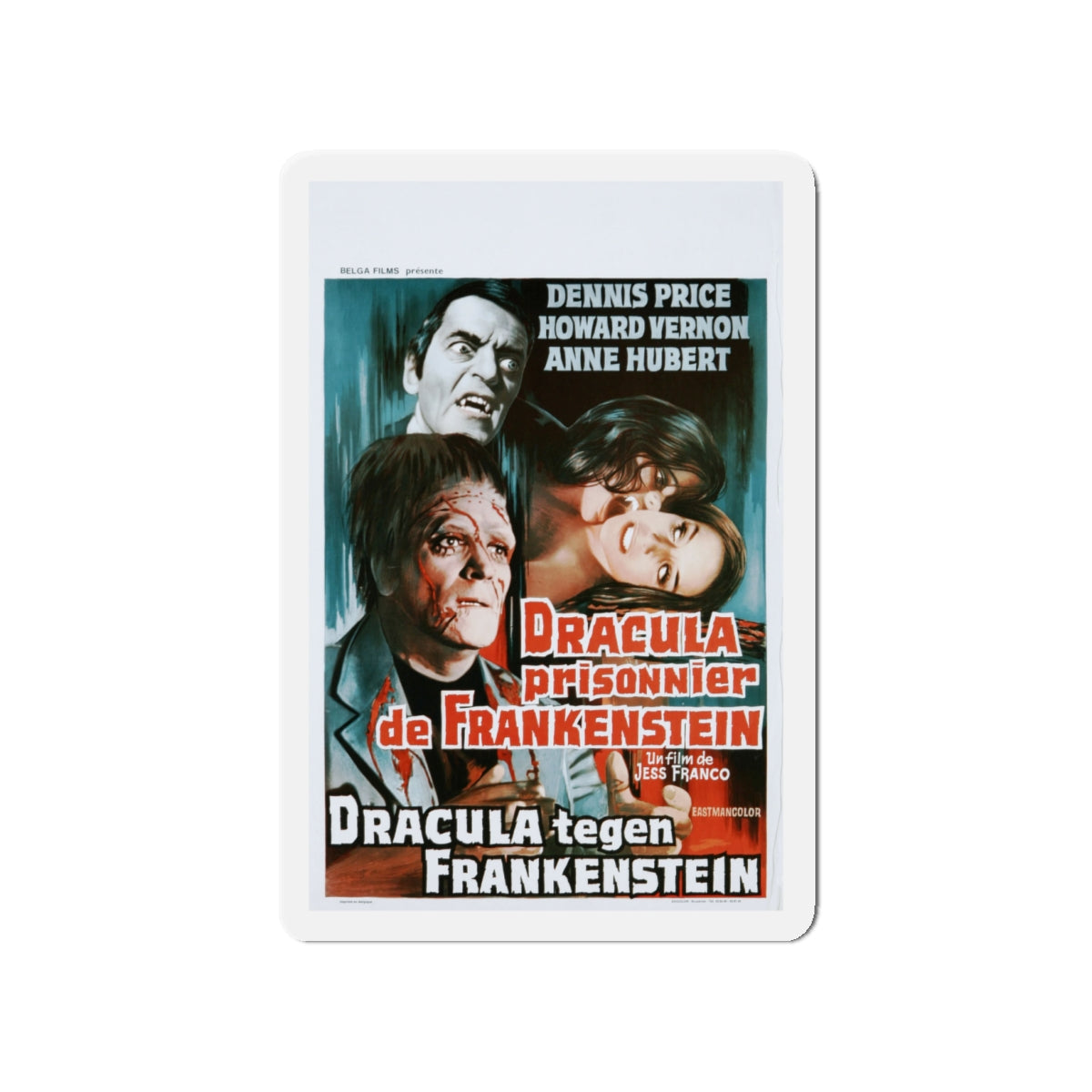 DRACULA, PRISONER OF FRANKENSTEIN (BELGIAN) 1972 Movie Poster - Die-Cut Magnet-4" x 4"-The Sticker Space