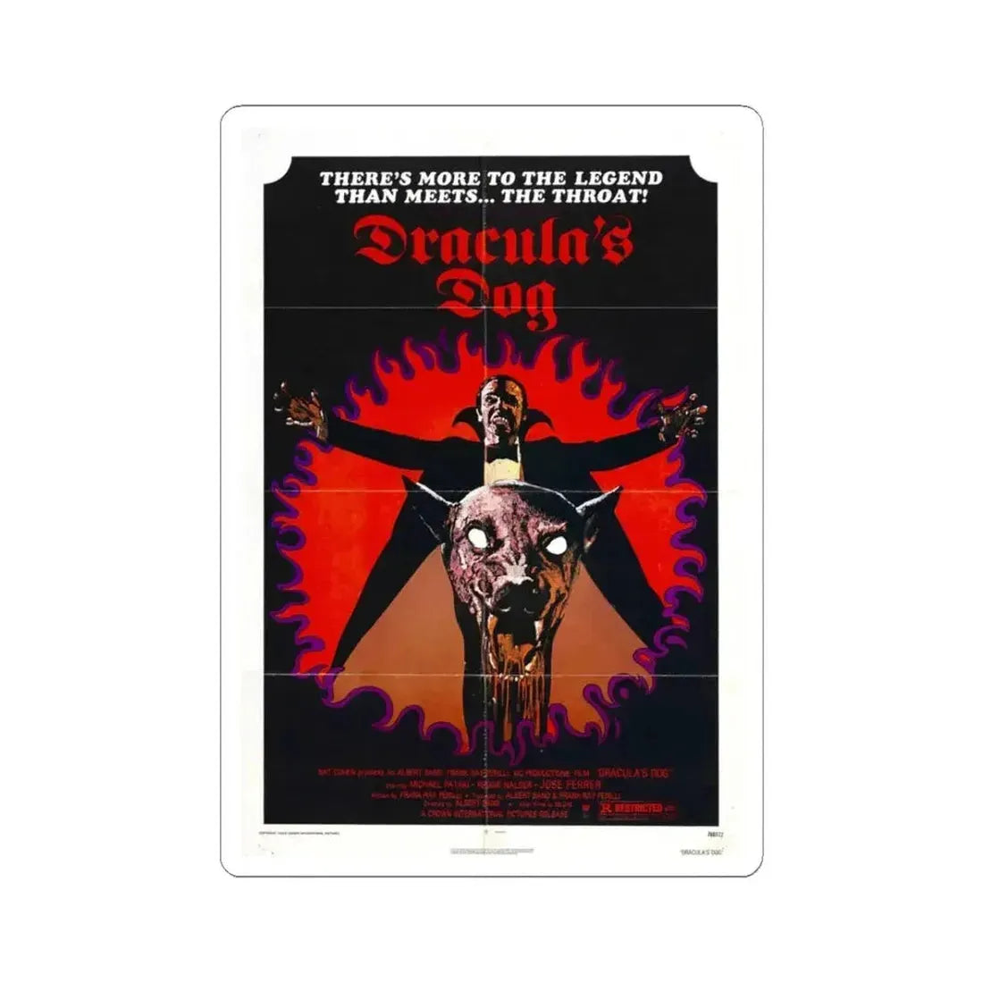 DRACULA'S DOG 1977 Movie Poster - STICKER Vinyl Kiss-Cut Decal 3 Inch White - The Sticker Space