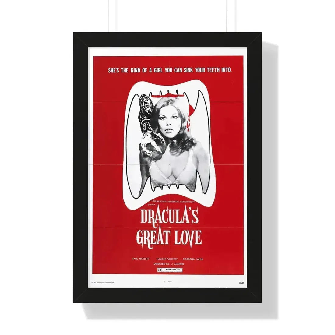 DRACULA'S GREAT LOVE 1973 - Framed Movie Poster 16″ x 24″ Black - The Sticker Space