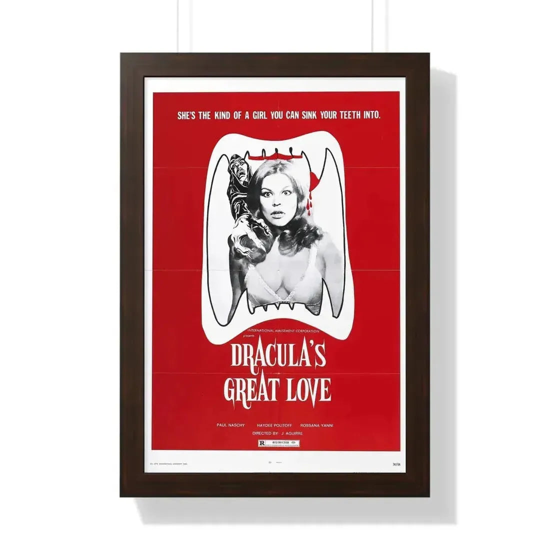 DRACULA'S GREAT LOVE 1973 - Framed Movie Poster 16″ x 24″ Walnut - The Sticker Space