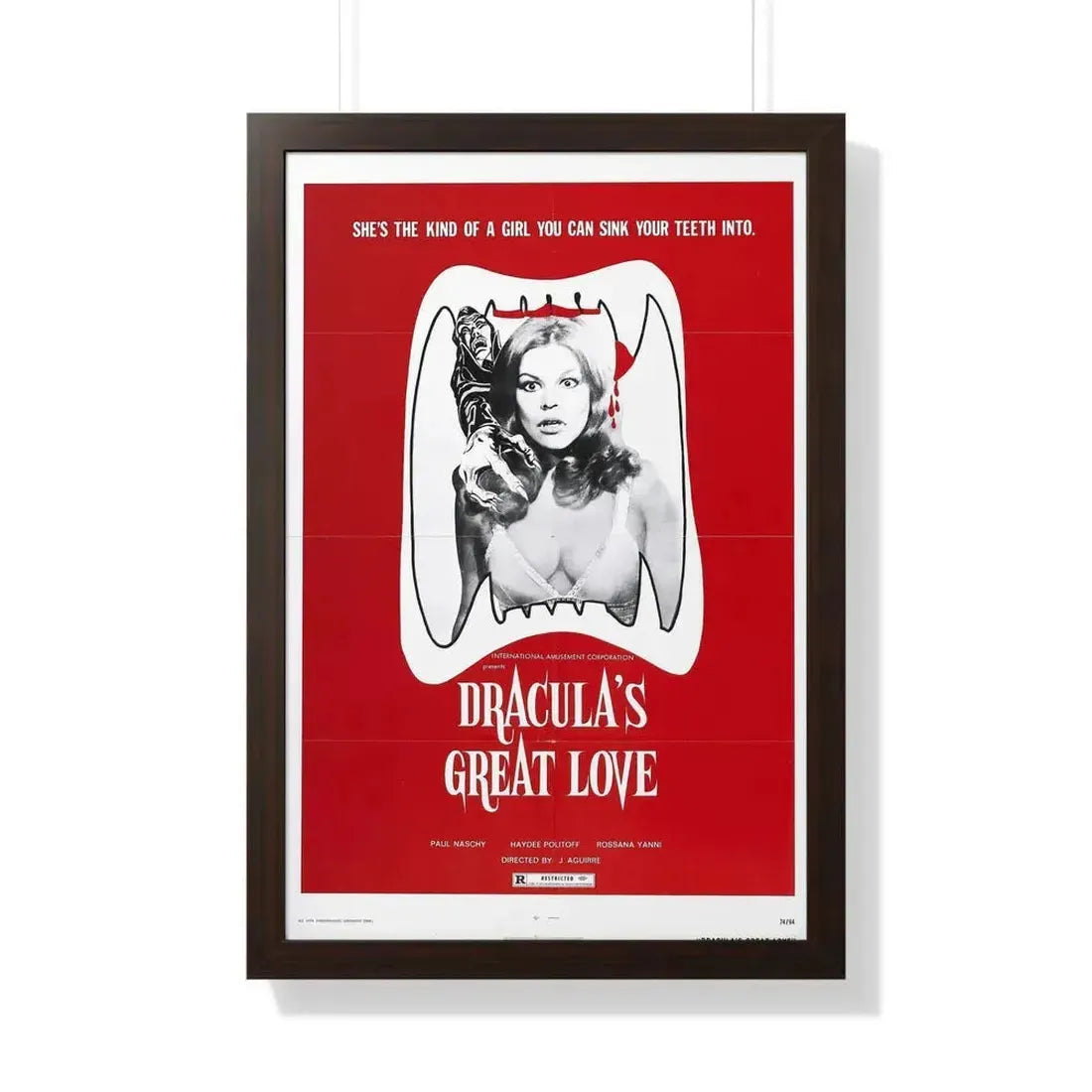 DRACULA'S GREAT LOVE 1973 - Framed Movie Poster 20" x 30" Walnut - The Sticker Space