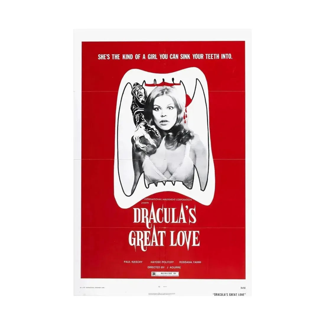 DRACULA'S GREAT LOVE 1973 - Paper Movie Poster - The Sticker Space