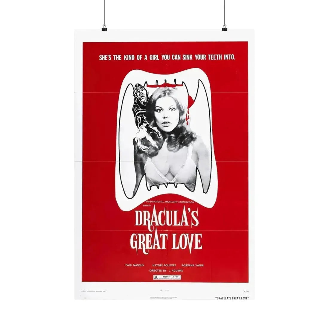 DRACULA'S GREAT LOVE 1973 - Paper Movie Poster - The Sticker Space