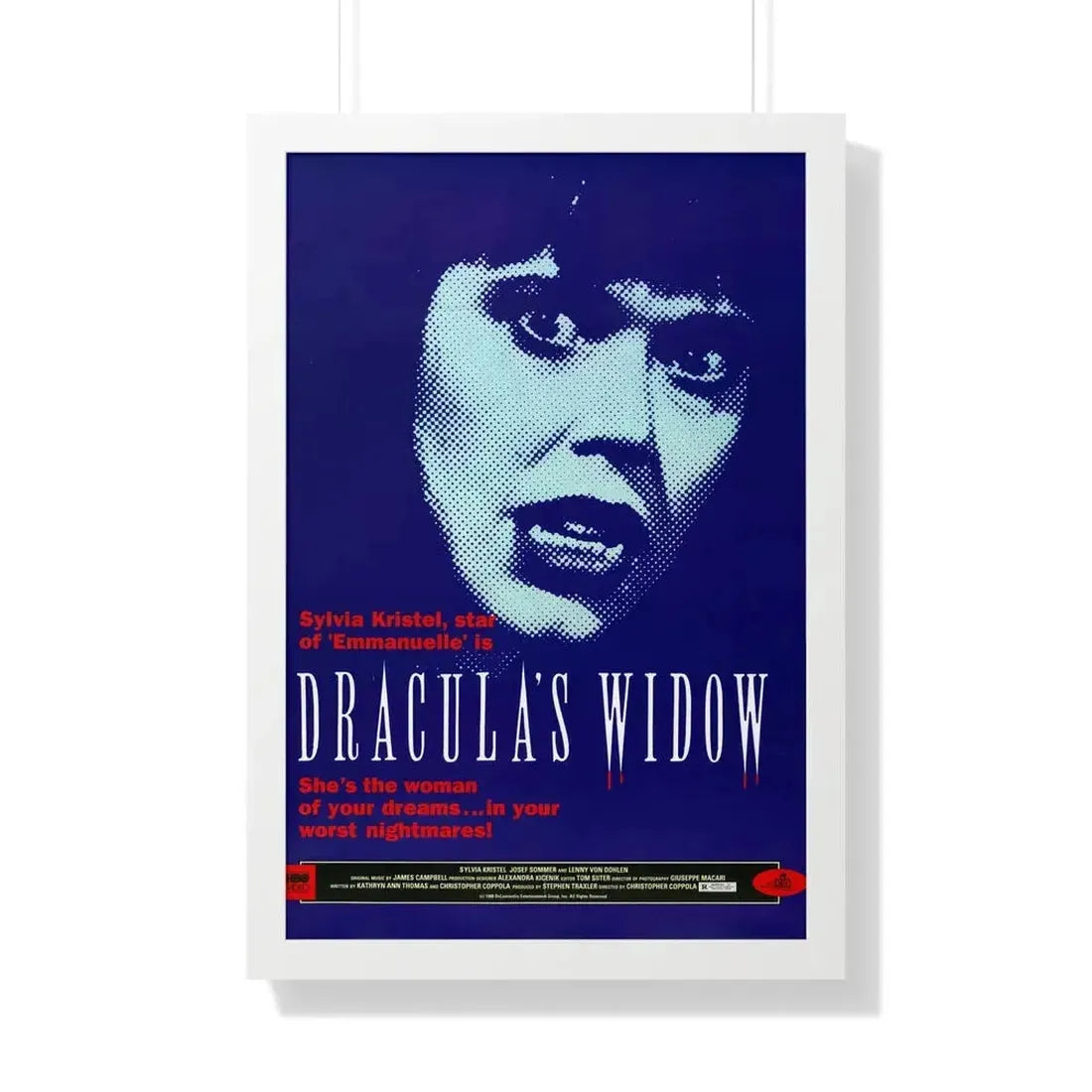 DRACULA'S WIDOW 1988 - Framed Movie Poster 20" x 30" White - The Sticker Space