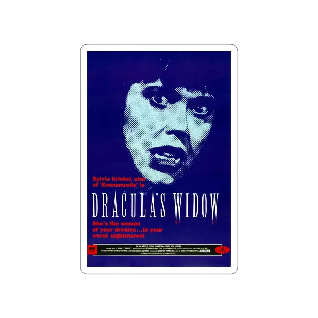 DRACULA'S WIDOW 1988 Movie Poster STICKER Vinyl Die-Cut Decal 4 Inch - The Sticker Space
