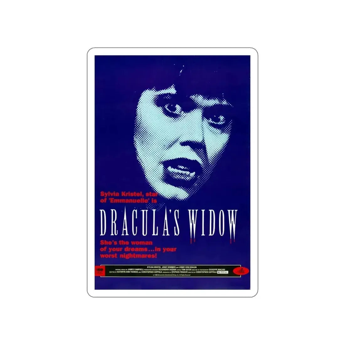 DRACULA'S WIDOW 1988 Movie Poster STICKER Vinyl Die-Cut Decal 5 Inch - The Sticker Space