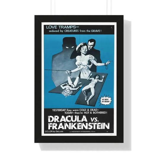 DRACULA VS. FRANKENSTEIN (3) 1971 - Framed Movie Poster 16″ x 24″ Black - The Sticker Space
