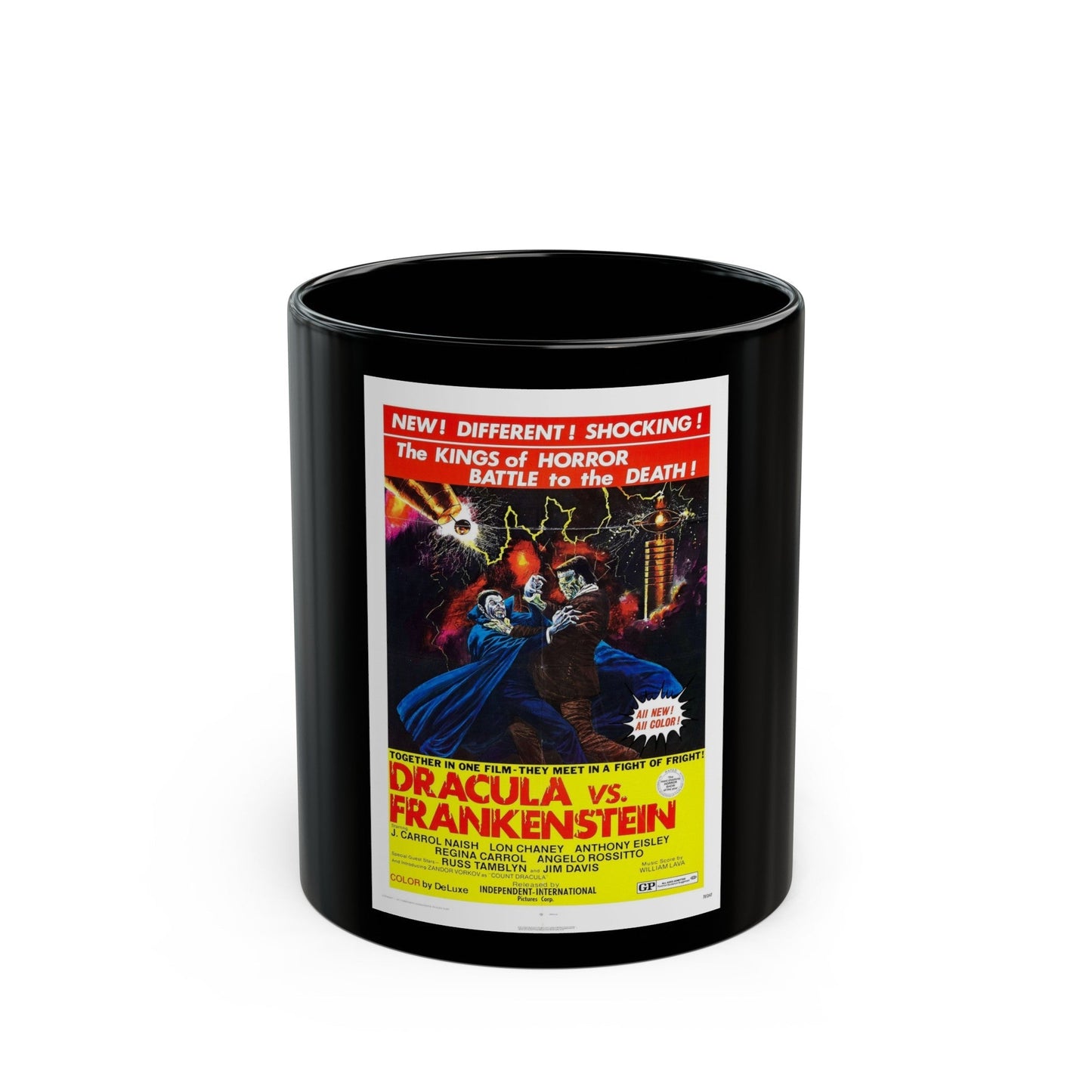 DRACULA VS. FRANKENSTEIN 1971 Movie Poster - Black Coffee Mug-11oz-The Sticker Space