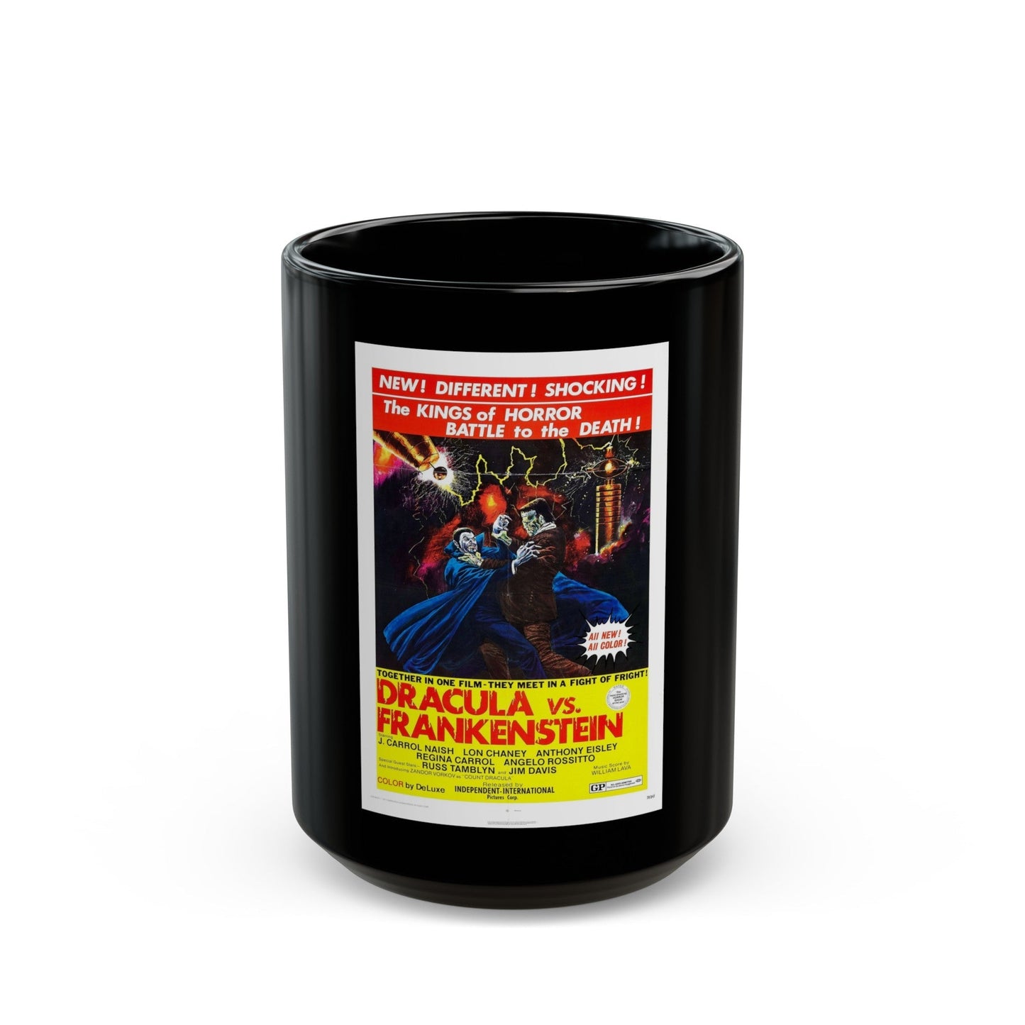 DRACULA VS. FRANKENSTEIN 1971 Movie Poster - Black Coffee Mug-15oz-The Sticker Space