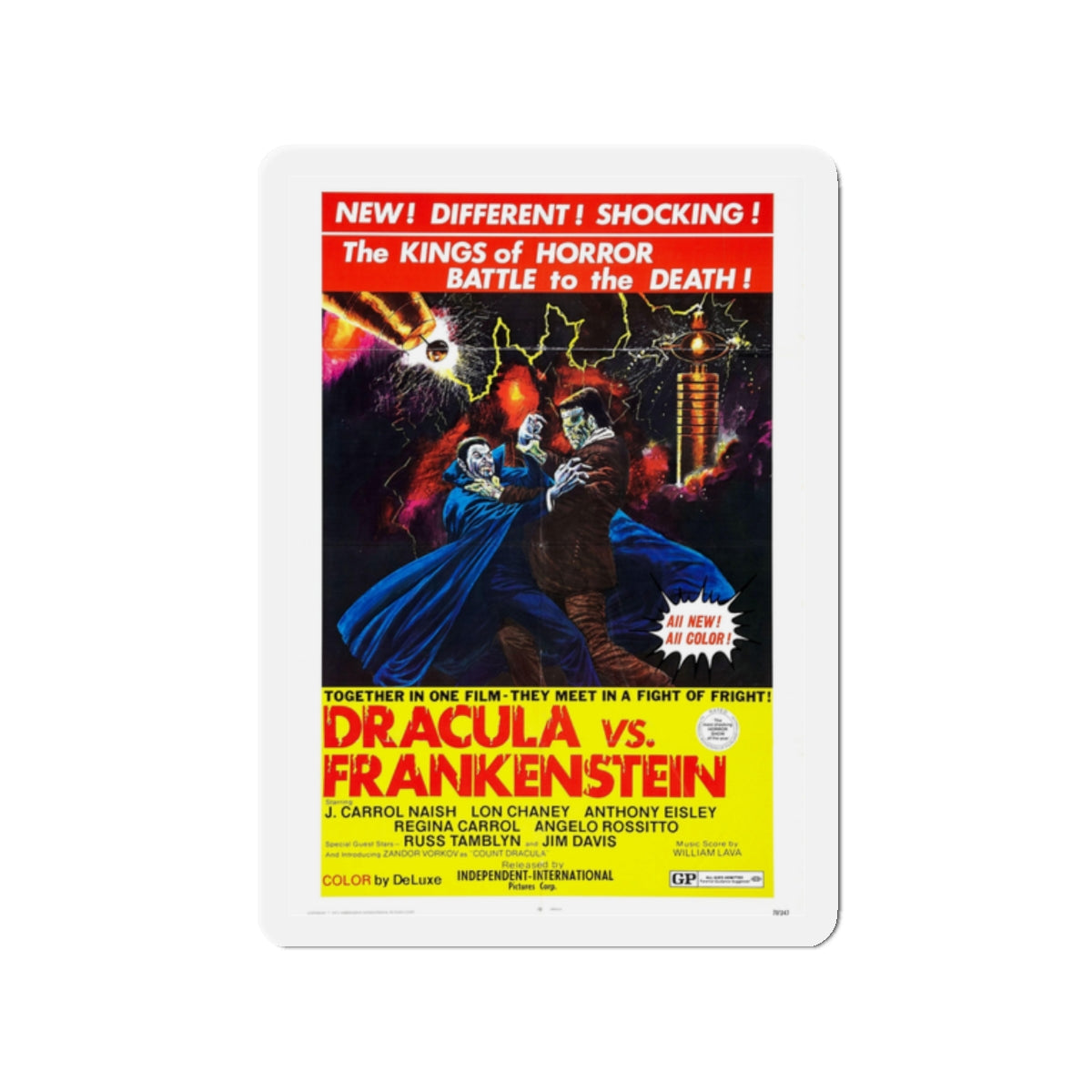 DRACULA VS. FRANKENSTEIN 1971 Movie Poster - Die-Cut Magnet-2" x 2"-The Sticker Space