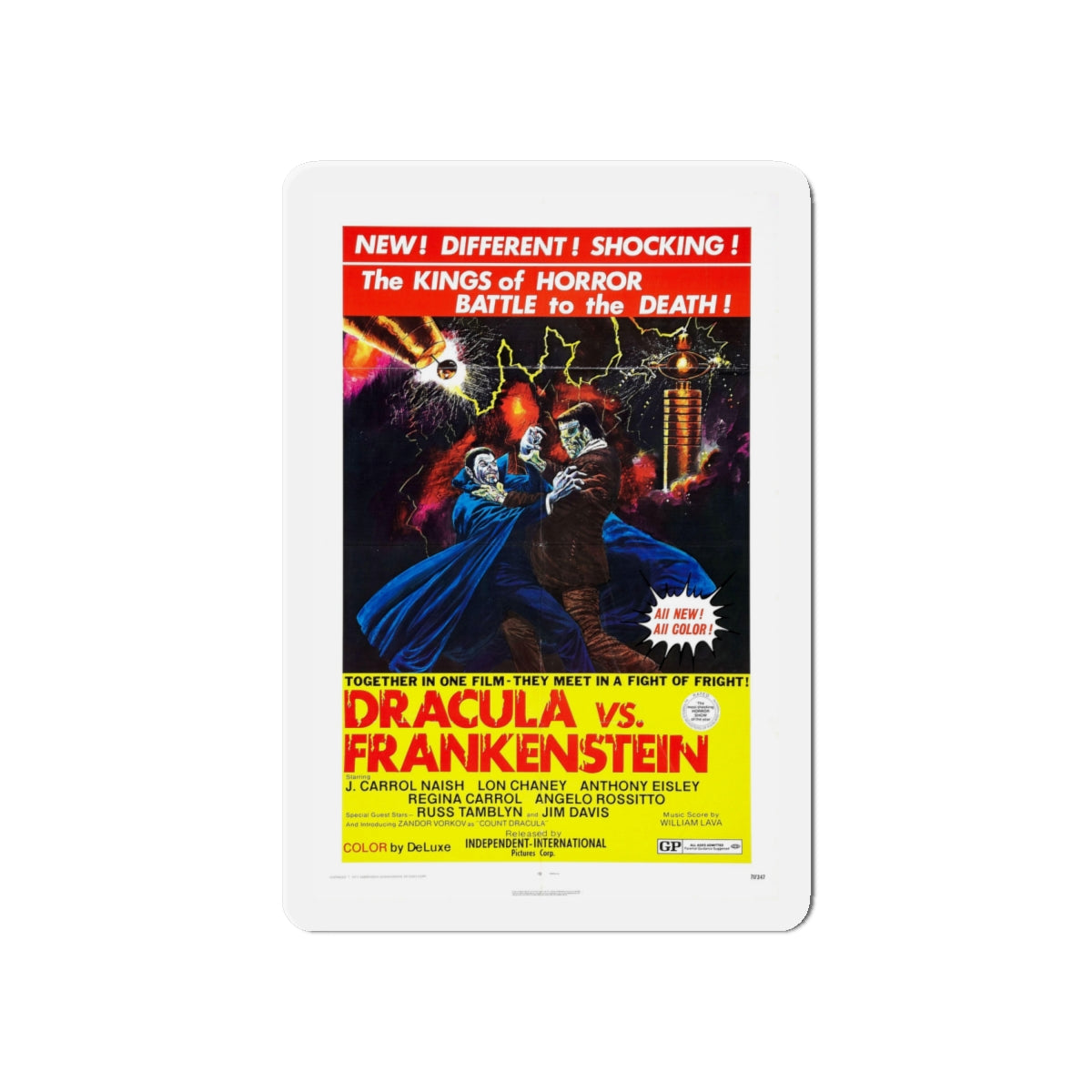 DRACULA VS. FRANKENSTEIN 1971 Movie Poster - Die-Cut Magnet-6 × 6"-The Sticker Space