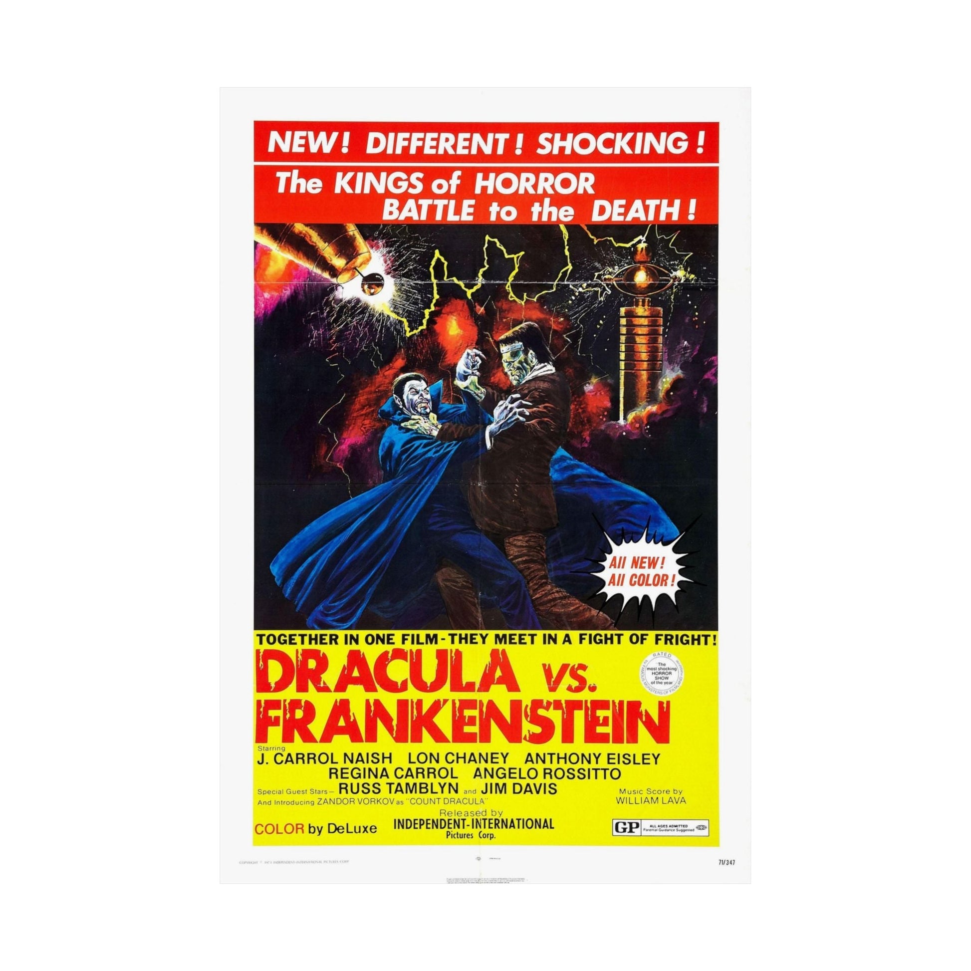 DRACULA VS. FRANKENSTEIN 1971 - Paper Movie Poster-The Sticker Space