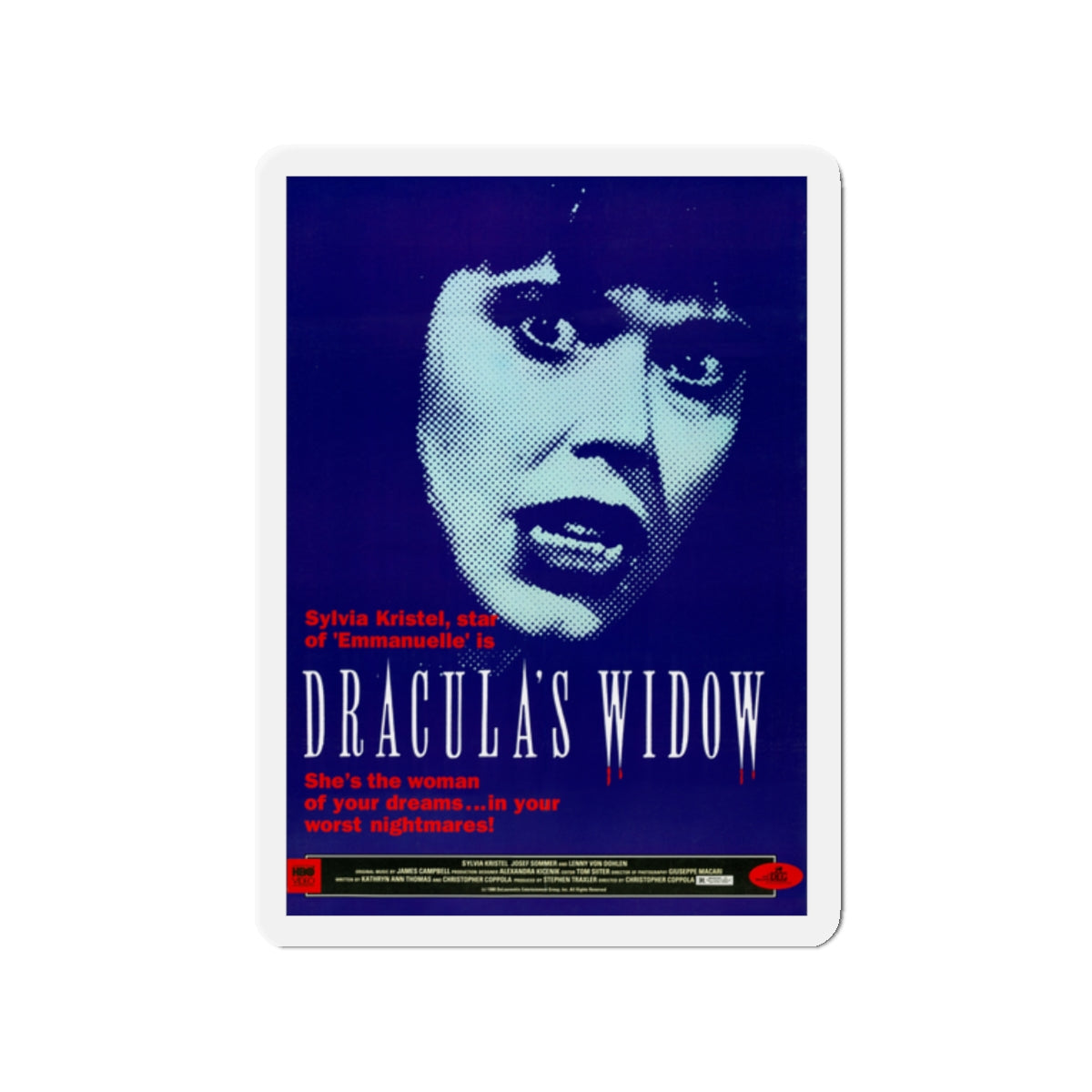 DRACULA'S WIDOW 1988 Movie Poster - Die-Cut Magnet-2" x 2"-The Sticker Space