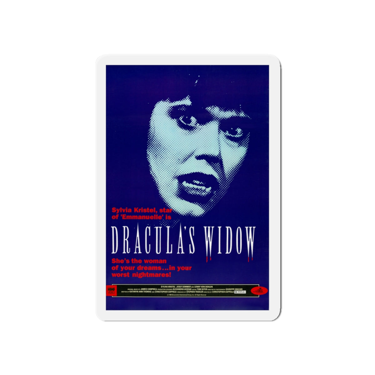 DRACULA'S WIDOW 1988 Movie Poster - Die-Cut Magnet-5" x 5"-The Sticker Space