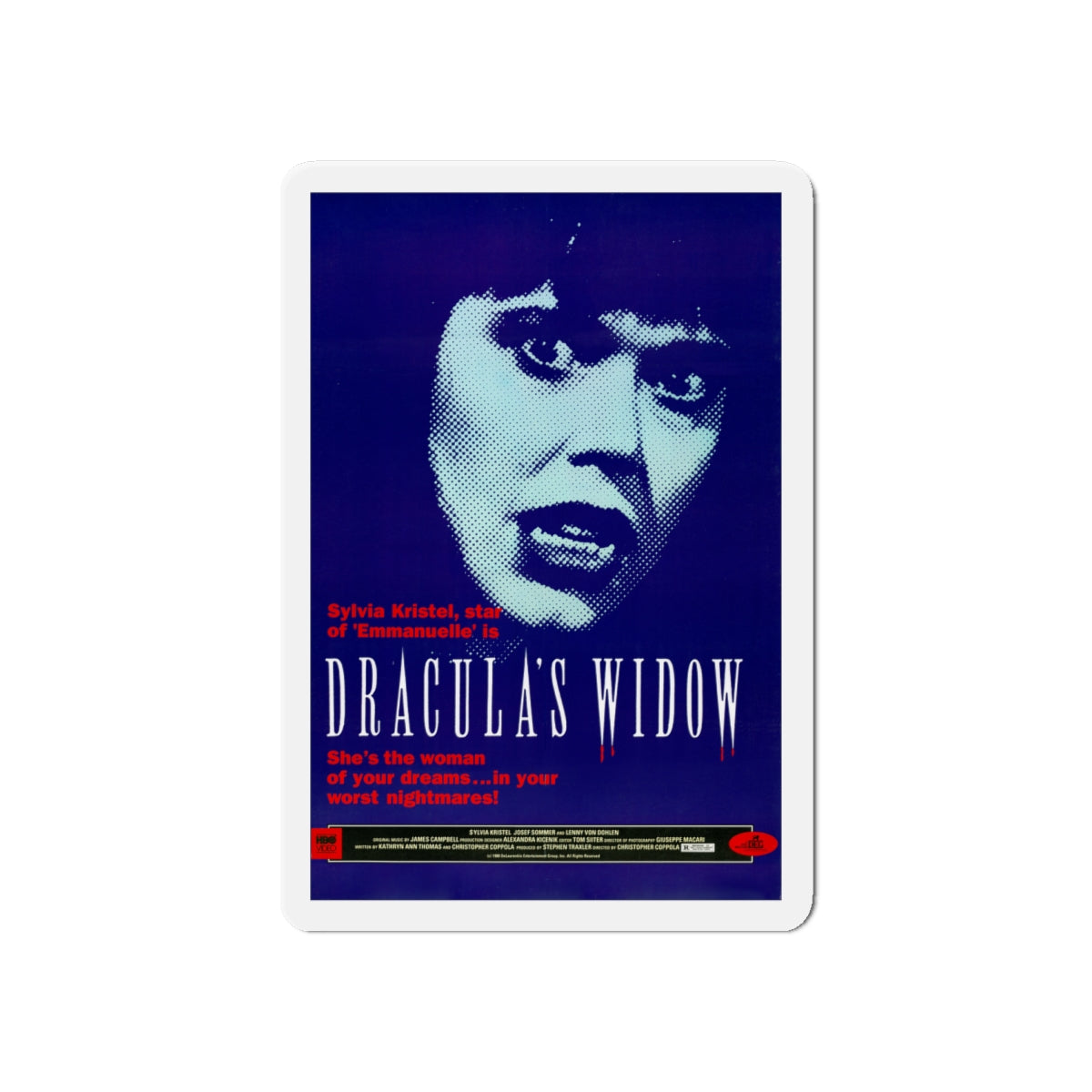 DRACULA'S WIDOW 1988 Movie Poster - Die-Cut Magnet-6 × 6"-The Sticker Space