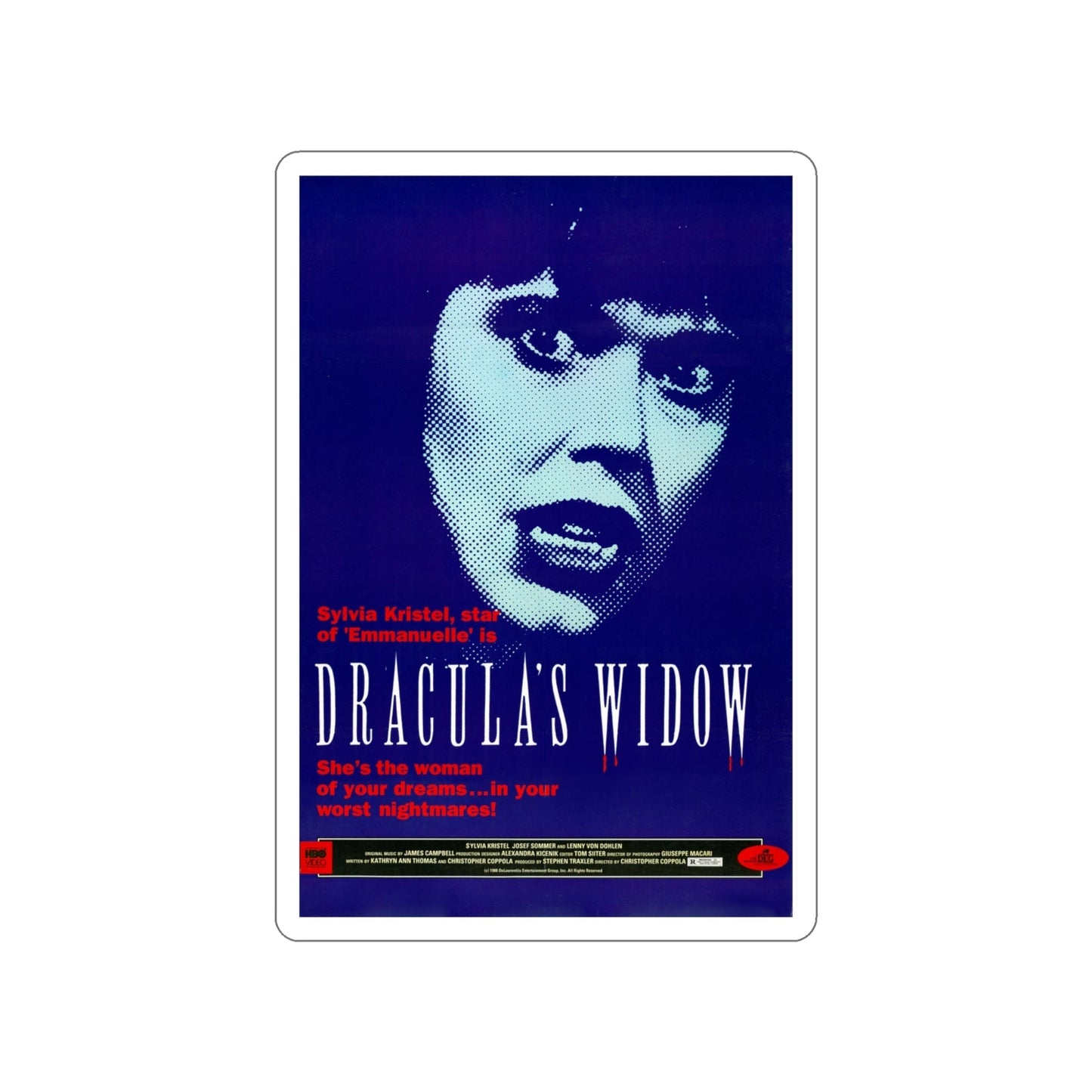 DRACULA'S WIDOW 1988 Movie Poster STICKER Vinyl Die-Cut Decal-4 Inch-The Sticker Space