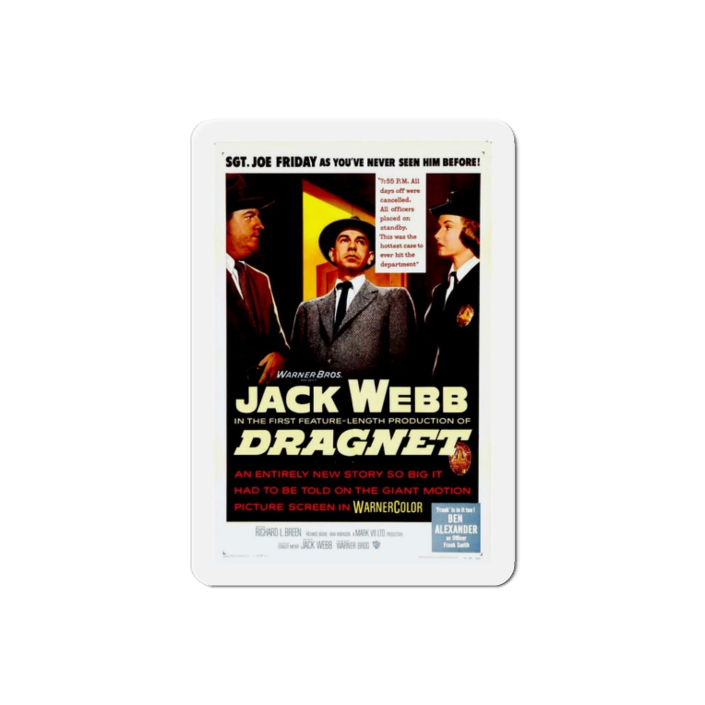 Dragnet 1954 Movie Poster Die-Cut Magnet-2 Inch-The Sticker Space