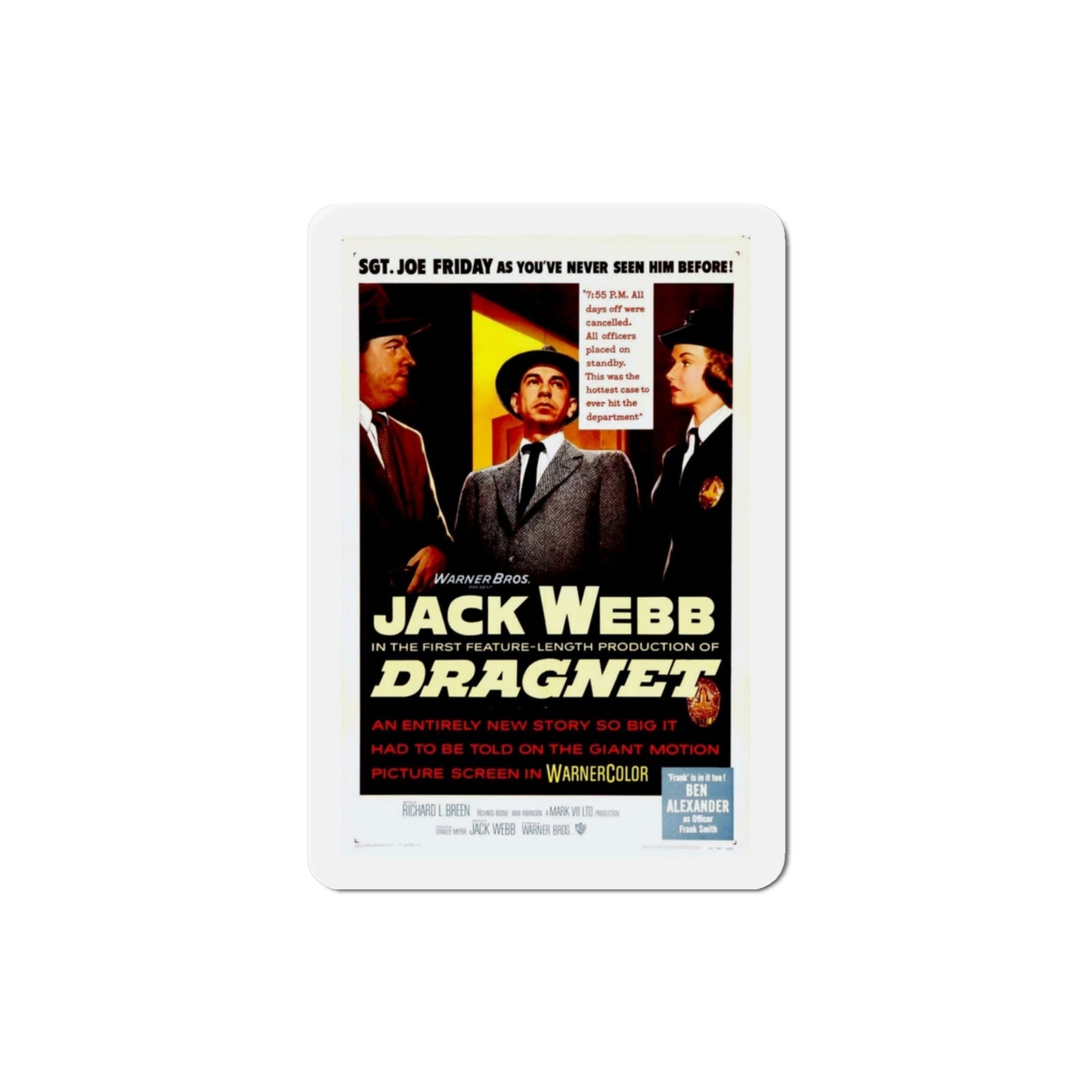 Dragnet 1954 Movie Poster Die-Cut Magnet-3 Inch-The Sticker Space