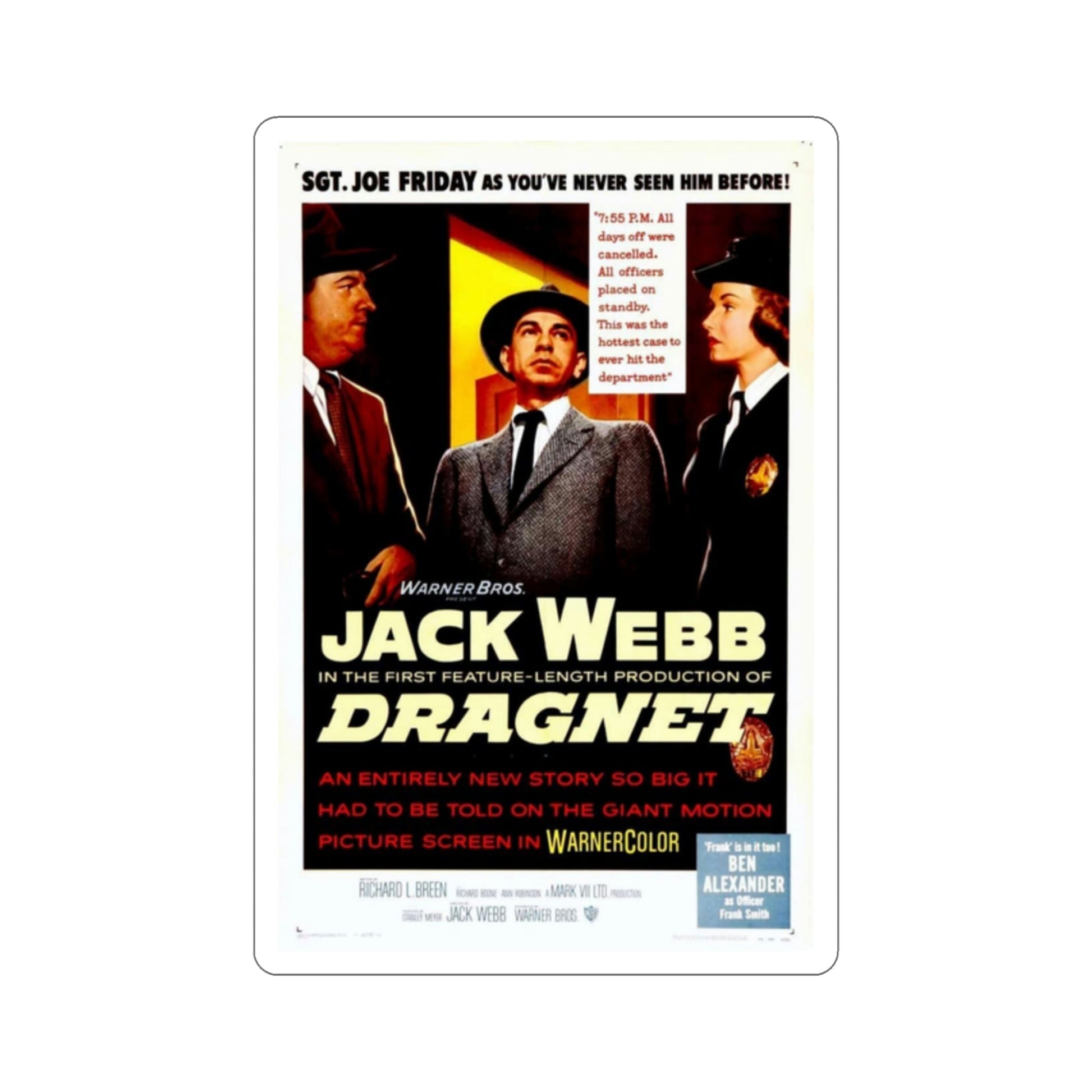 Dragnet 1954 Movie Poster STICKER Vinyl Die-Cut Decal-2 Inch-The Sticker Space