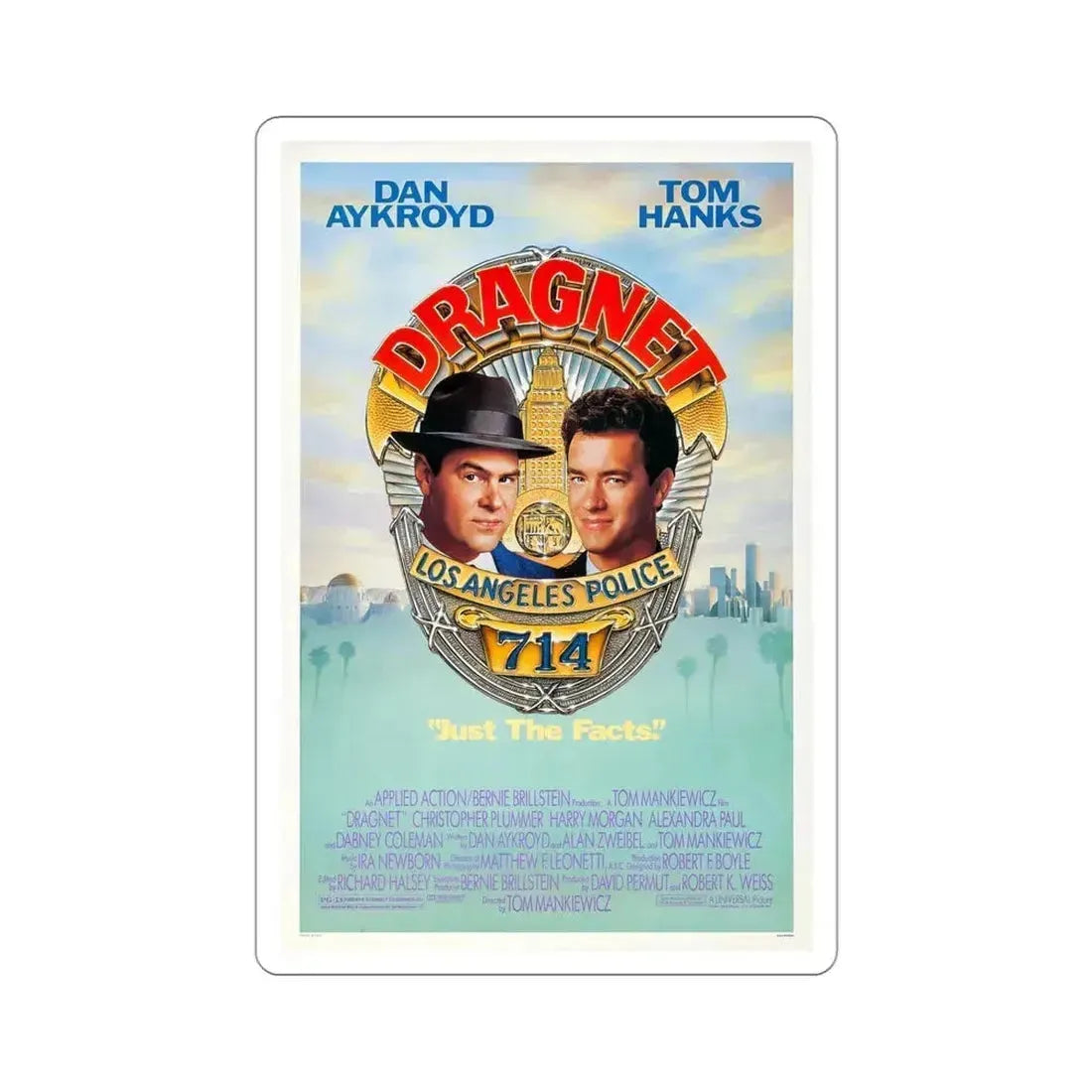 Dragnet 1987 Movie Poster STICKER Vinyl Die-Cut Decal 4 Inch - The Sticker Space