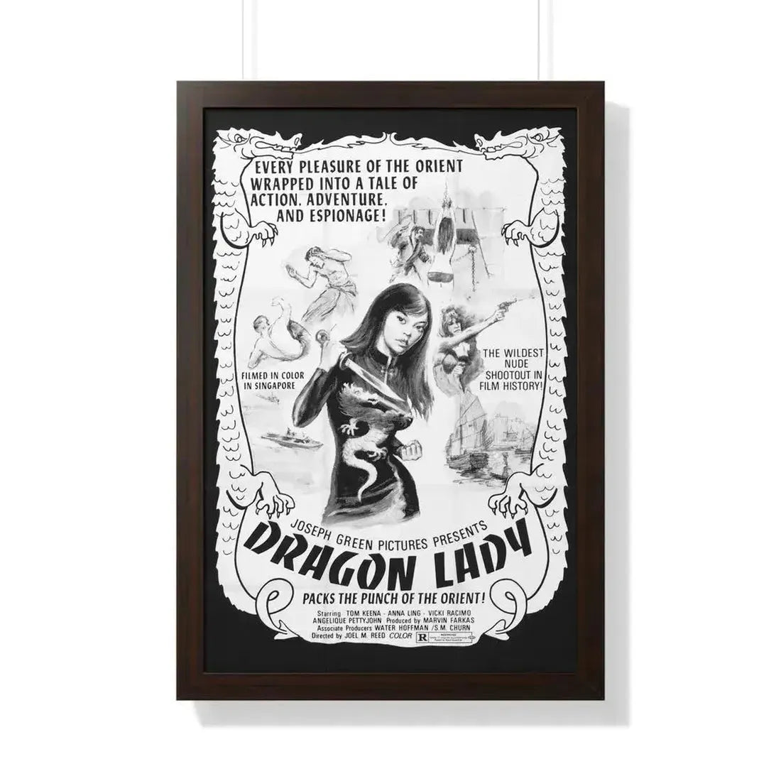 DRAGON LADY 1992 - Framed Movie Poster 20" x 30" Walnut - The Sticker Space