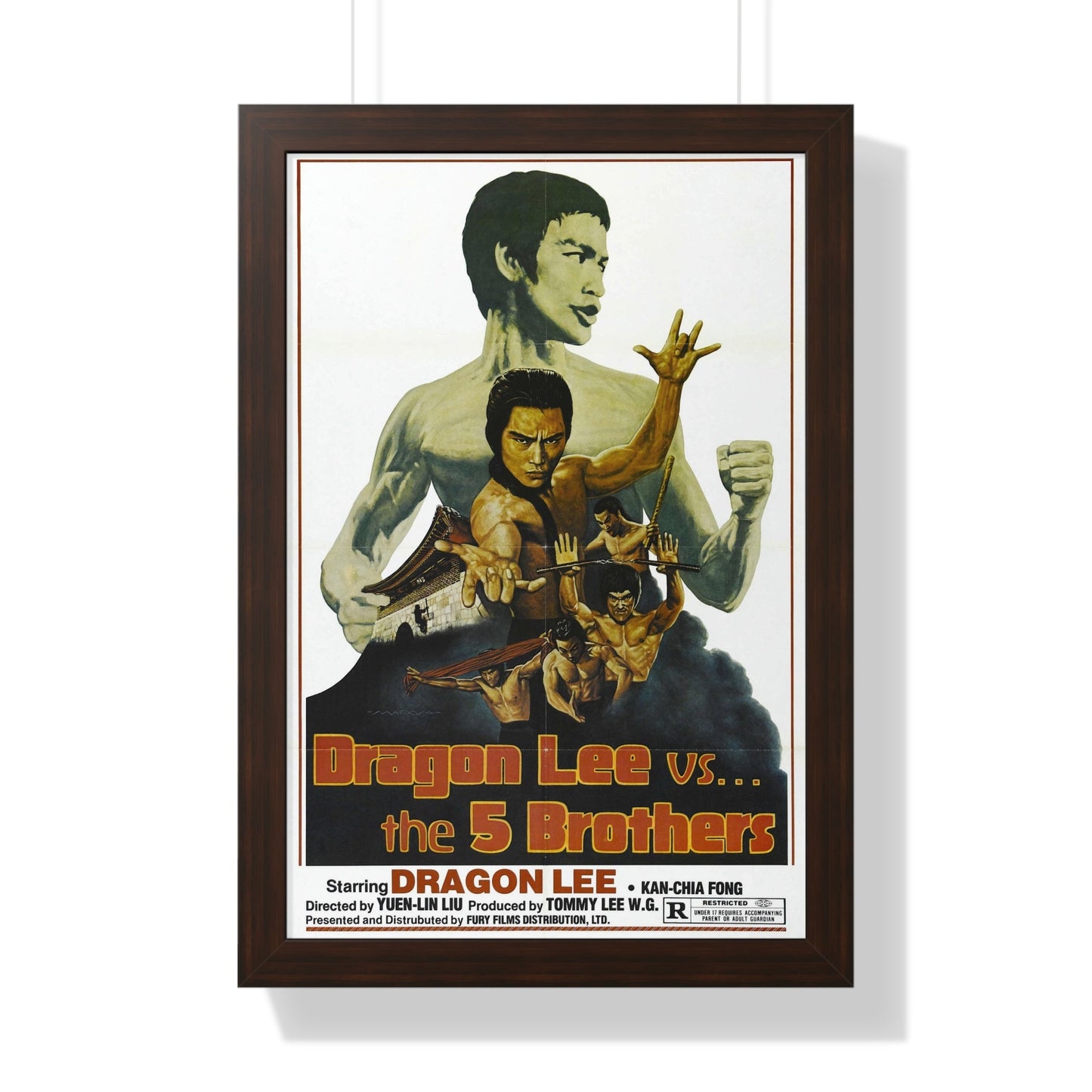 DRAGON LEE VS THE 5 BROTHERS 1978 - Framed Movie Poster-16″ x 24″-The Sticker Space