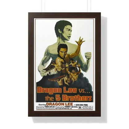 DRAGON LEE VS THE 5 BROTHERS 1978 - Framed Movie Poster 16″ x 24″ Walnut - The Sticker Space