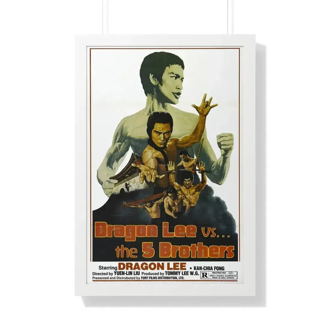 DRAGON LEE VS THE 5 BROTHERS 1978 - Framed Movie Poster 20" x 30" White - The Sticker Space