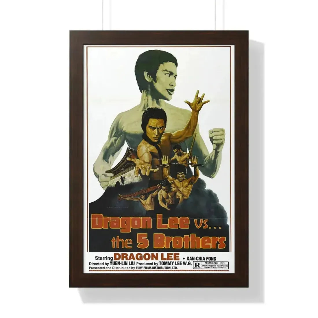 DRAGON LEE VS THE 5 BROTHERS 1978 - Framed Movie Poster - The Sticker Space