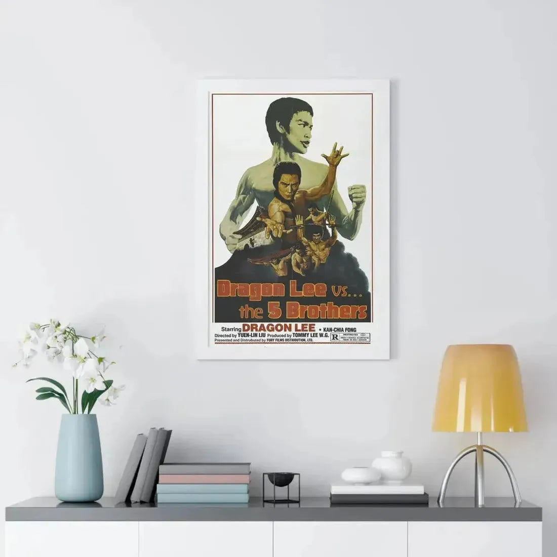 DRAGON LEE VS THE 5 BROTHERS 1978 - Framed Movie Poster - The Sticker Space