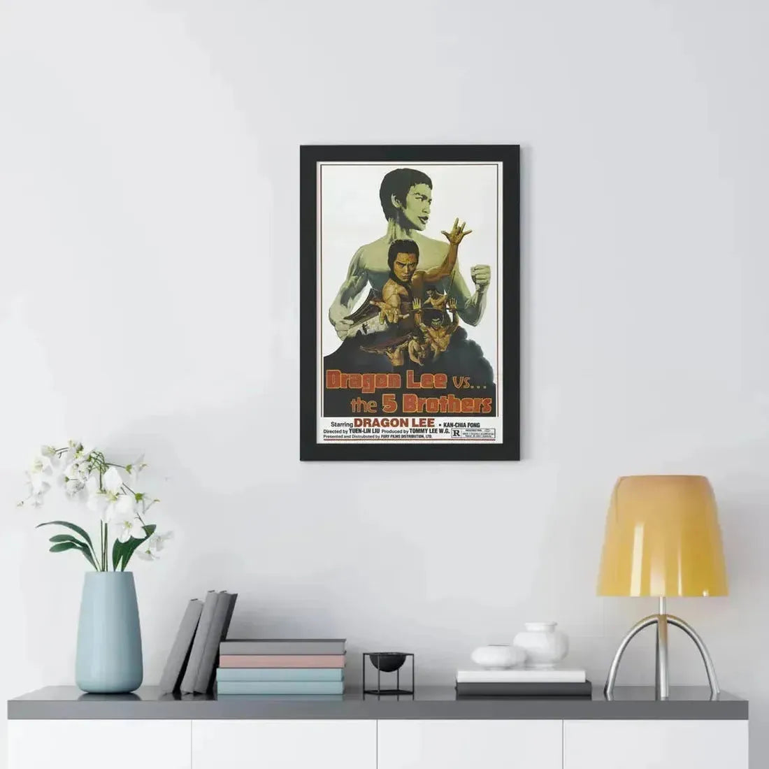 DRAGON LEE VS THE 5 BROTHERS 1978 - Framed Movie Poster - The Sticker Space