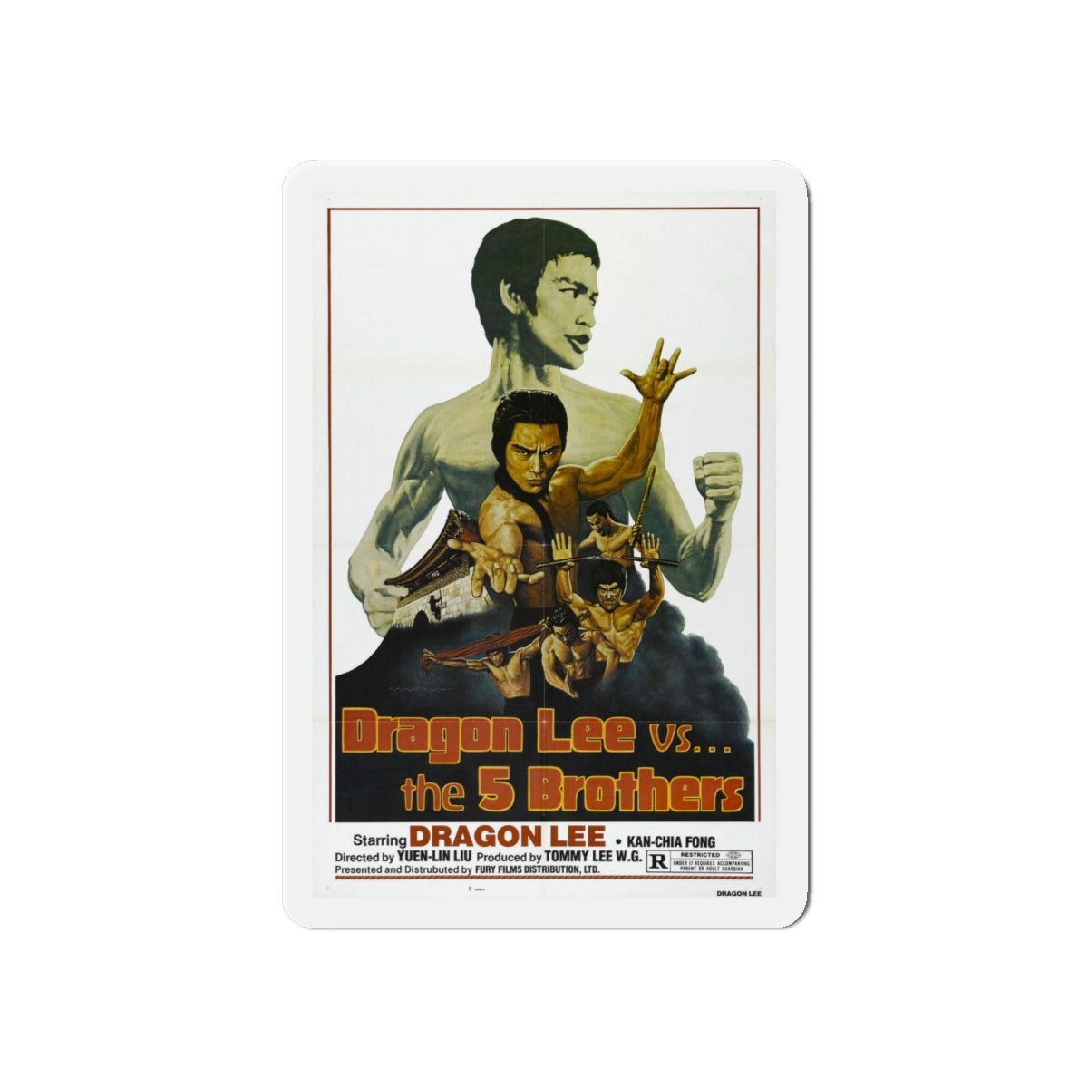 DRAGON LEE VS THE 5 BROTHERS 1978 Movie Poster - Die-Cut Magnet-6 × 6"-The Sticker Space