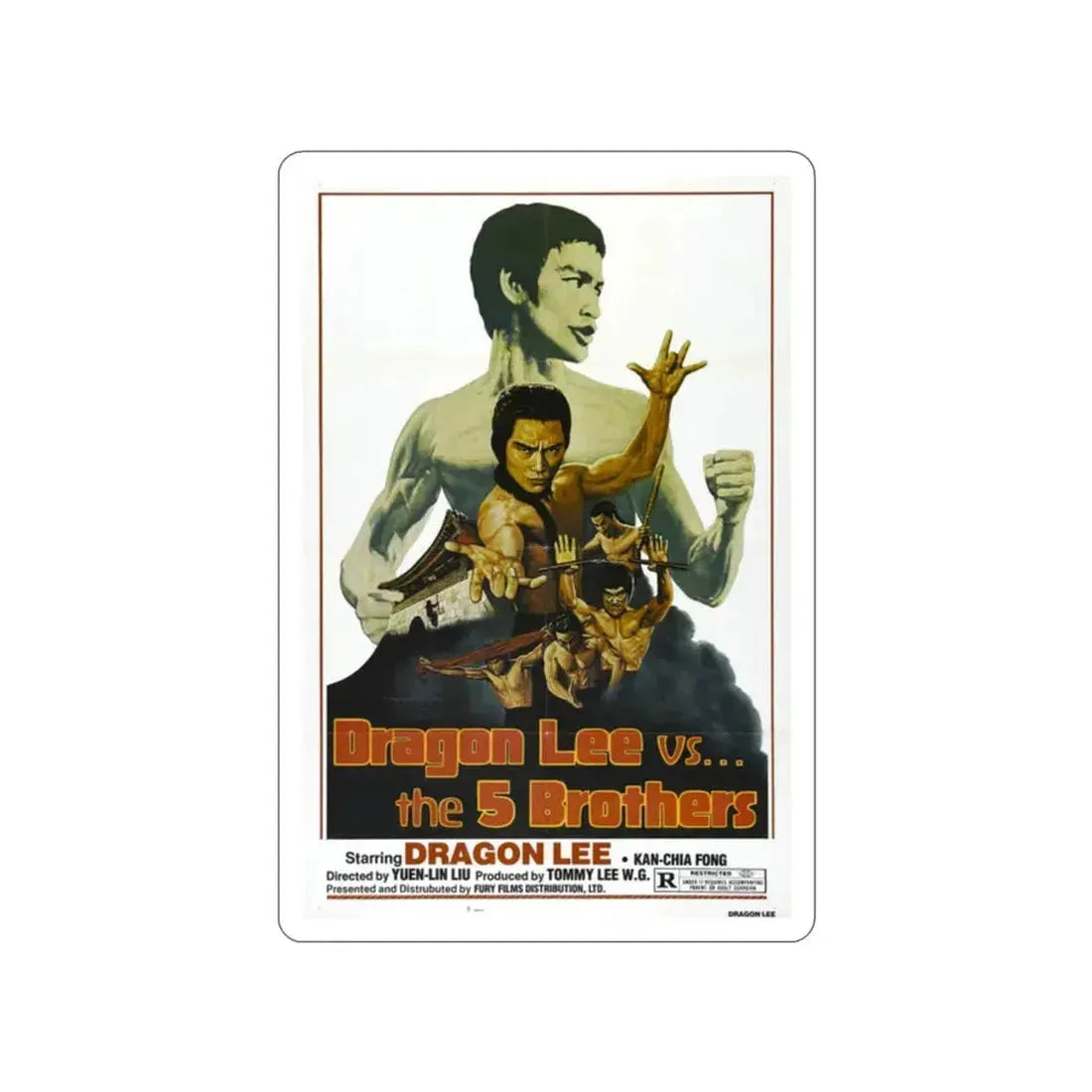DRAGON LEE VS THE 5 BROTHERS 1978 Movie Poster STICKER Vinyl Die-Cut Decal 2 Inch - The Sticker Space