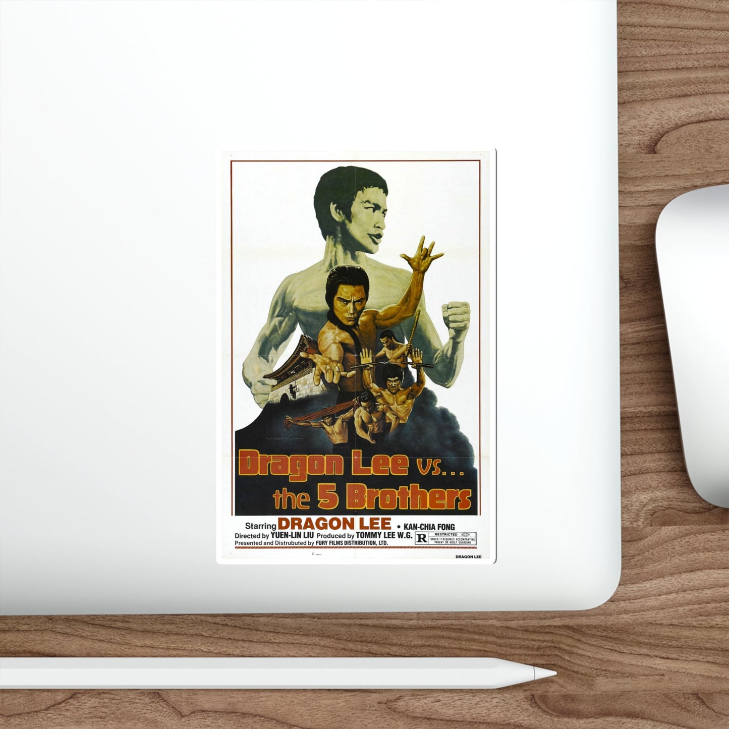 DRAGON LEE VS THE 5 BROTHERS 1978 Movie Poster STICKER Vinyl Die-Cut Decal-The Sticker Space