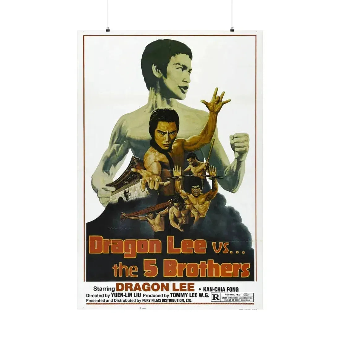 DRAGON LEE VS THE 5 BROTHERS 1978 - Paper Movie Poster 36" x 54" Matte - The Sticker Space