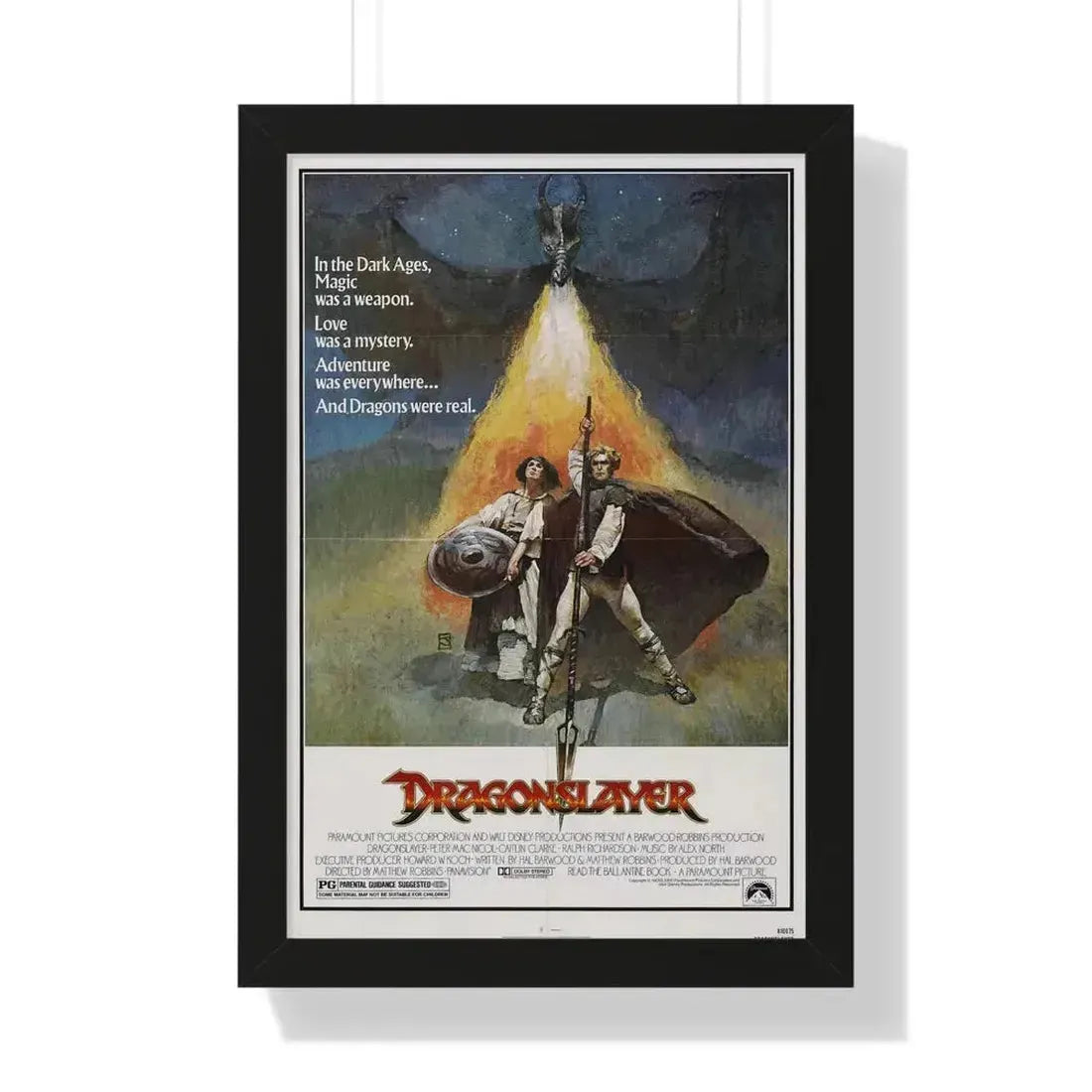 DRAGONSLAYER 1981 - Framed Movie Poster 16″ x 24″ Black - The Sticker Space