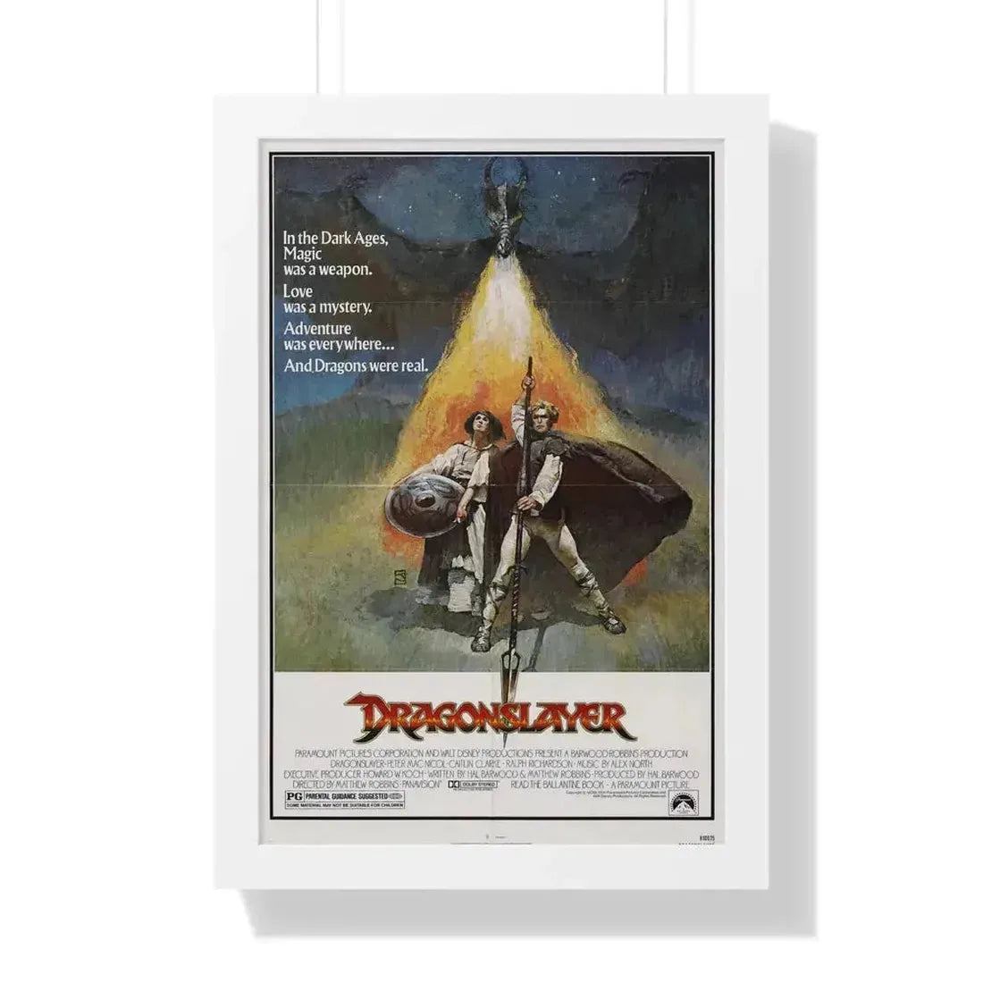 DRAGONSLAYER 1981 - Framed Movie Poster 16″ x 24″ White - The Sticker Space