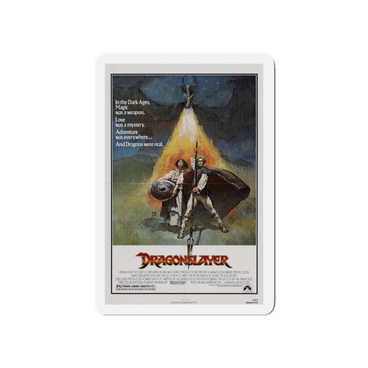 DRAGONSLAYER 1981 Movie Poster - Die-Cut Magnet-5" x 5"-The Sticker Space